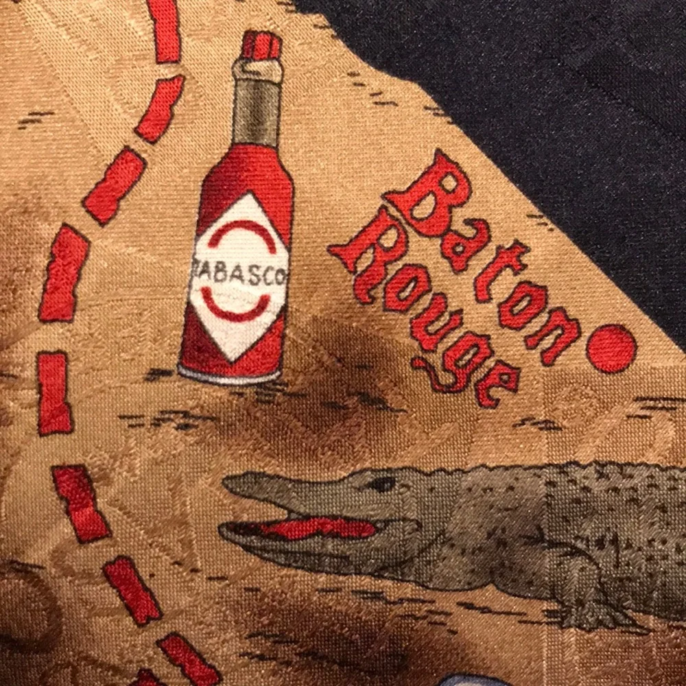 New Tabasco New Orleans Louisiana treasure map pirate ship Cajun silk tie
